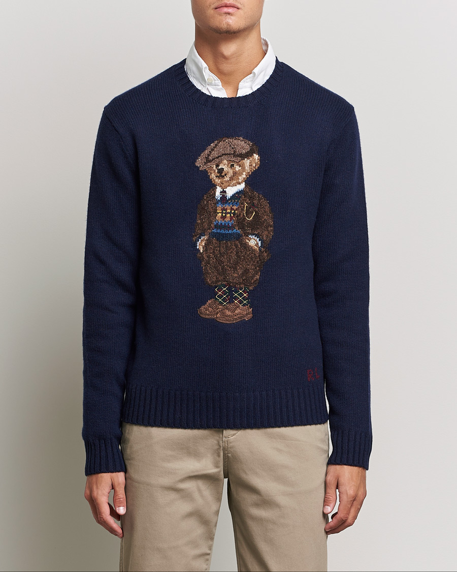 Men | Sweaters & Knitwear | Polo Ralph Lauren | Wool Heritage Bear Knitted Sweater Navy