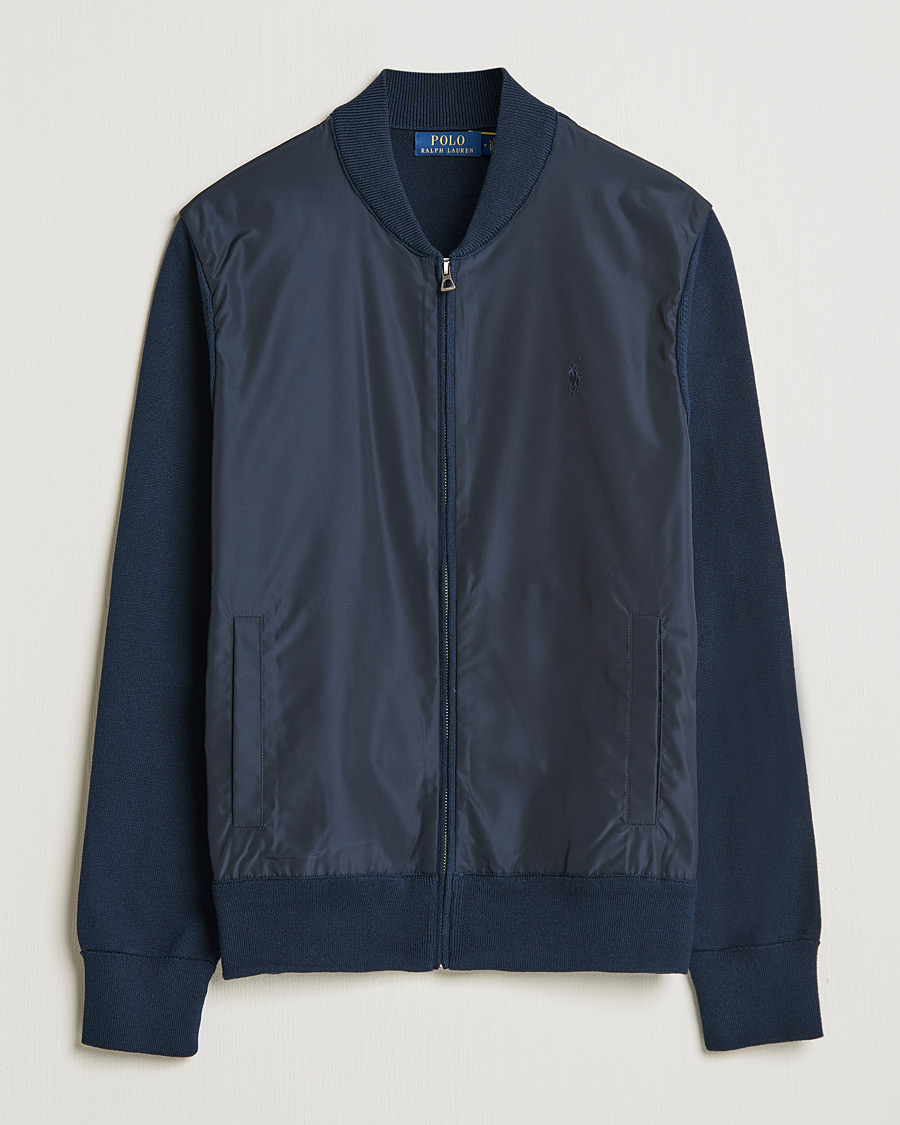 Men | Sweaters & Knitwear | Polo Ralph Lauren | Cotton Hybrid Full-Zip Sweater Piper Navy