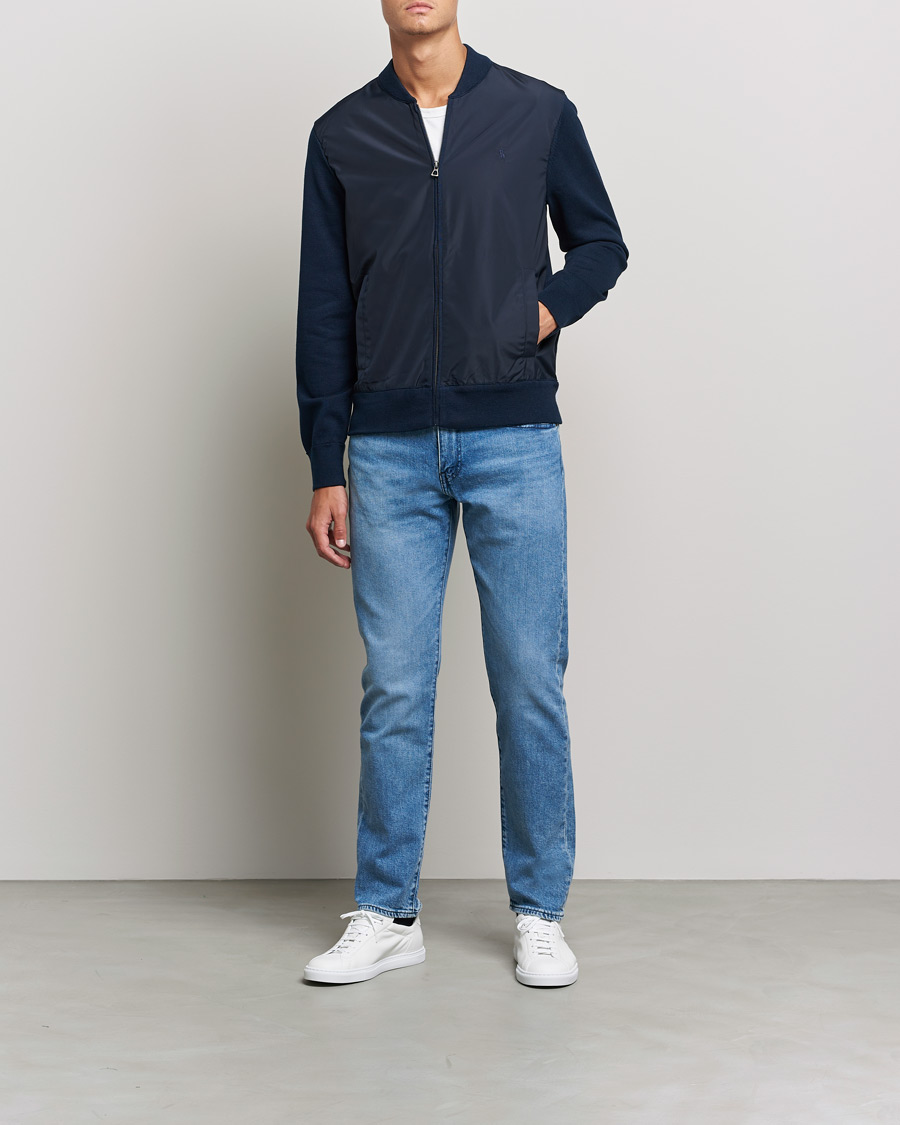 Men | Sweaters & Knitwear | Polo Ralph Lauren | Cotton Hybrid Full-Zip Sweater Piper Navy