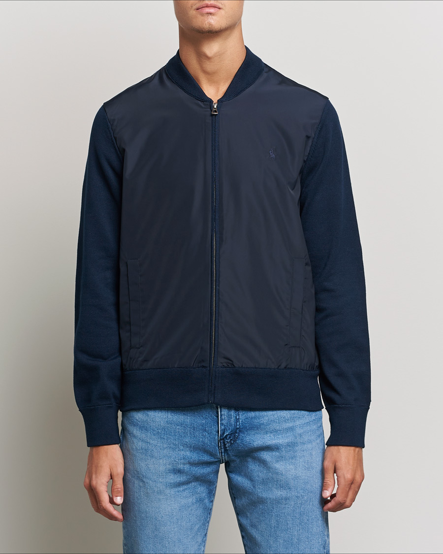 Men | Sweaters & Knitwear | Polo Ralph Lauren | Cotton Hybrid Full-Zip Sweater Piper Navy