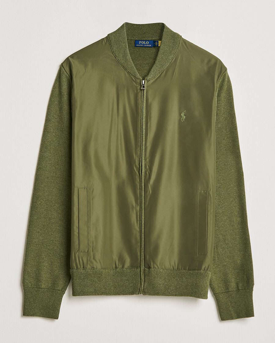 Men |  | Polo Ralph Lauren | Cotton Hybrid Full-Zip Sweater Army Olive Heather