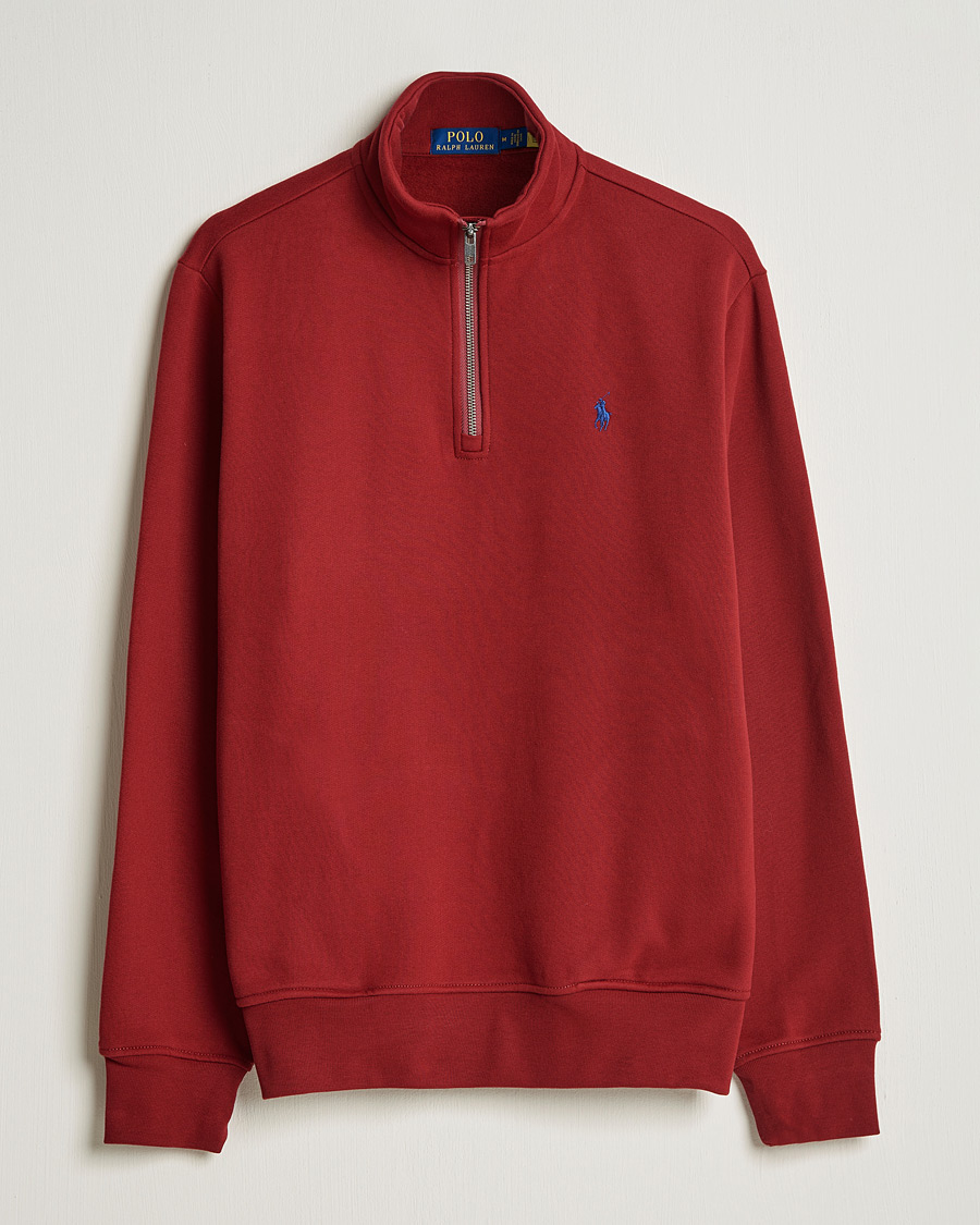 Men | Sweaters & Knitwear | Polo Ralph Lauren | Fleece Jersey Half Zip Holiday Red