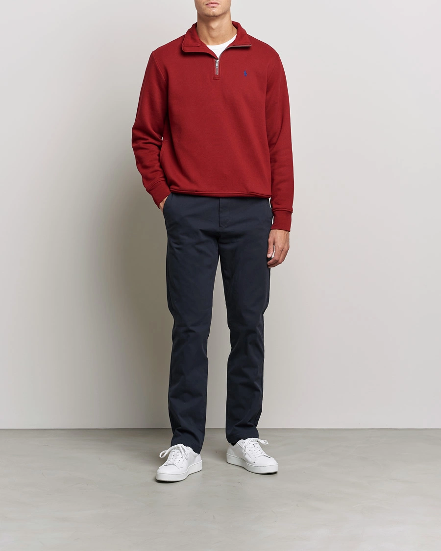 Men | Sweaters & Knitwear | Polo Ralph Lauren | Fleece Jersey Half Zip Holiday Red