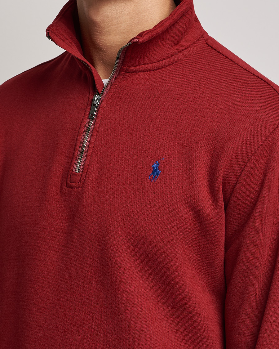 Men | Sweaters & Knitwear | Polo Ralph Lauren | Fleece Jersey Half Zip Holiday Red