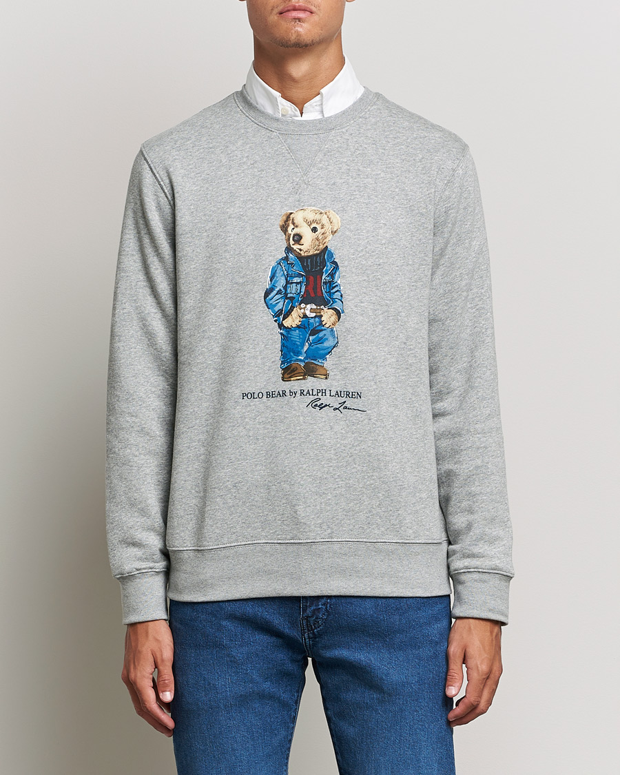 Men | Sweatshirts | Polo Ralph Lauren | Printed Denim Bear Sweatshirt Andover Heather