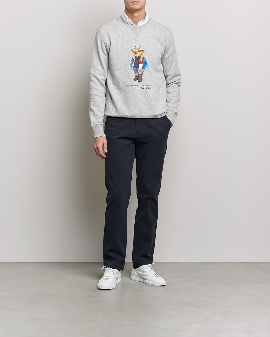 Men | Sweaters & Knitwear | Polo Ralph Lauren | Printed Denim Bear Sweatshirt Andover Heather