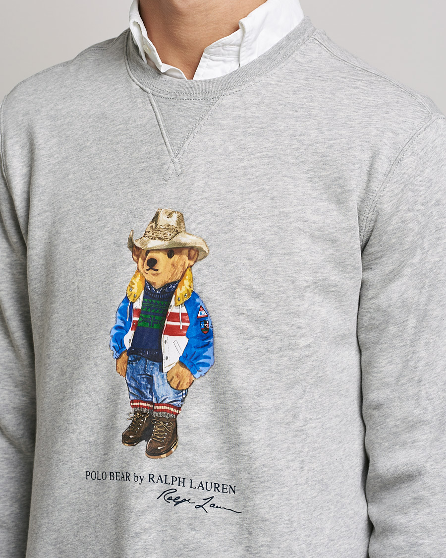 Men | Sweaters & Knitwear | Polo Ralph Lauren | Printed Denim Bear Sweatshirt Andover Heather