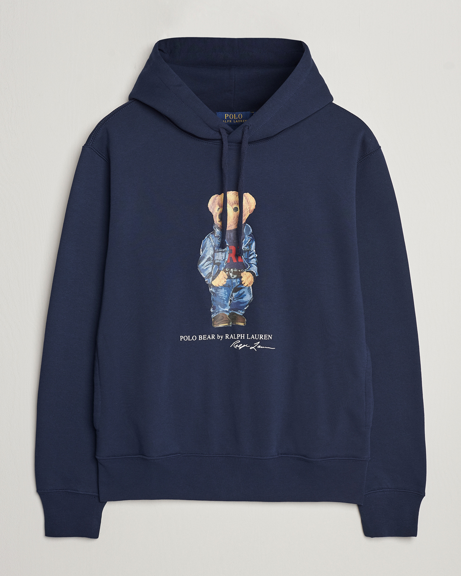 Men | Sweaters & Knitwear | Polo Ralph Lauren | Printed Denim Bear Hoodie Cruise Navy