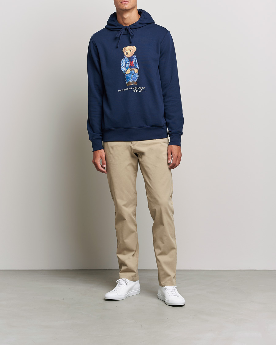 Men | Sweaters & Knitwear | Polo Ralph Lauren | Printed Denim Bear Hoodie Cruise Navy