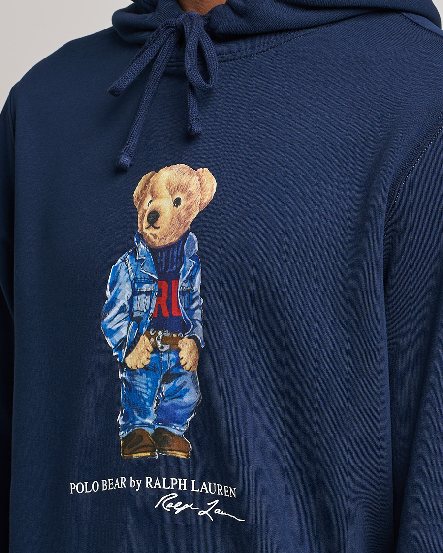 Men | Sweaters & Knitwear | Polo Ralph Lauren | Printed Denim Bear Hoodie Cruise Navy