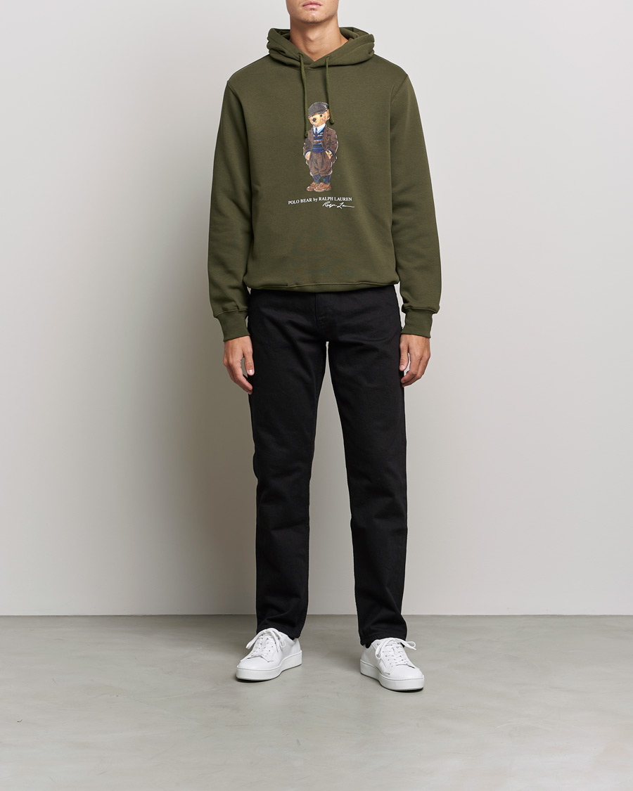 Men | Sweaters & Knitwear | Polo Ralph Lauren | Printed Denim Bear Hoodie Army Olive