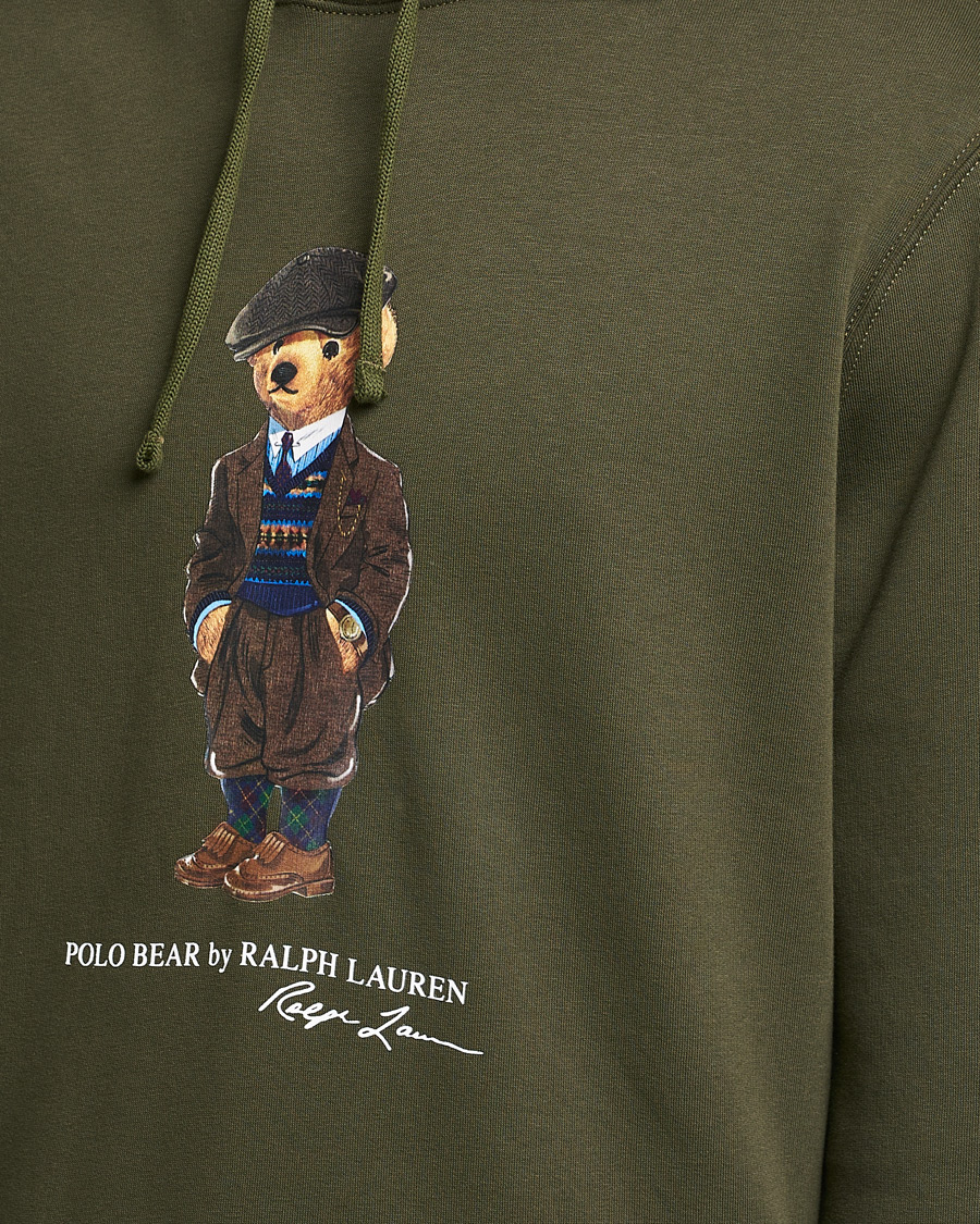 Men | Sweaters & Knitwear | Polo Ralph Lauren | Printed Denim Bear Hoodie Army Olive
