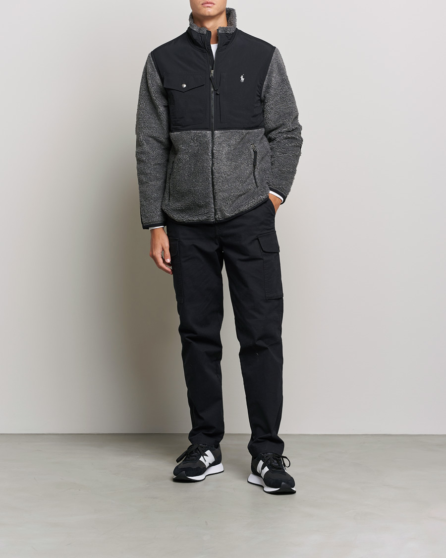 Men | Sweaters & Knitwear | Polo Ralph Lauren | Bonded Sherpa Full Zip Sweater Charcoal/Black