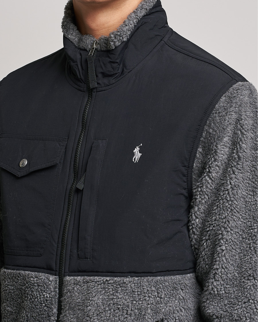 Men | Sweaters & Knitwear | Polo Ralph Lauren | Bonded Sherpa Full Zip Sweater Charcoal/Black