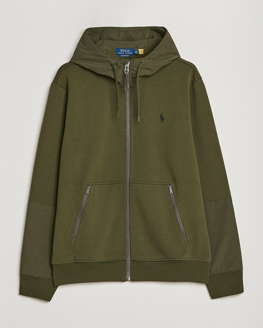 Men | Sweaters & Knitwear | Polo Ralph Lauren | Double Knit Full Zip Hoodie Army Olive