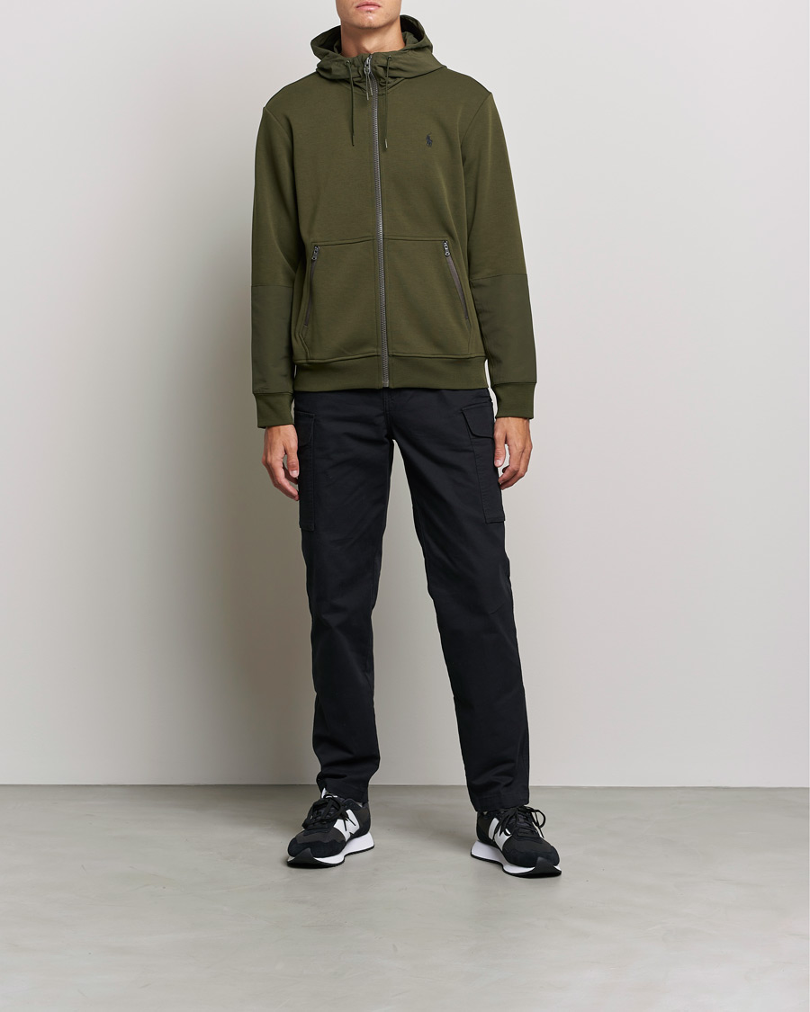 Men | Sweaters & Knitwear | Polo Ralph Lauren | Double Knit Full Zip Hoodie Army Olive