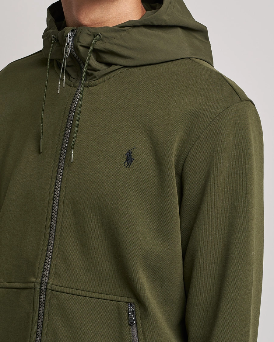 Men | Sweaters & Knitwear | Polo Ralph Lauren | Double Knit Full Zip Hoodie Army Olive