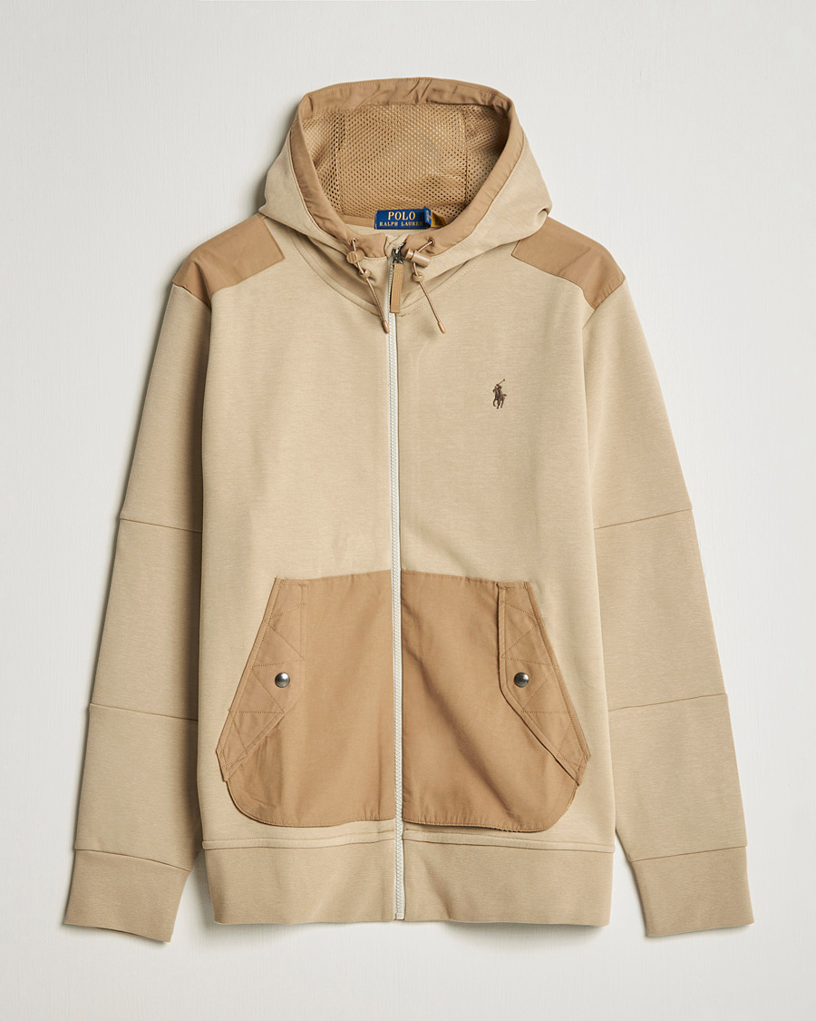 Men | Sweaters & Knitwear | Polo Ralph Lauren | Double Knit Full Zip Hoodie Classic Khaki