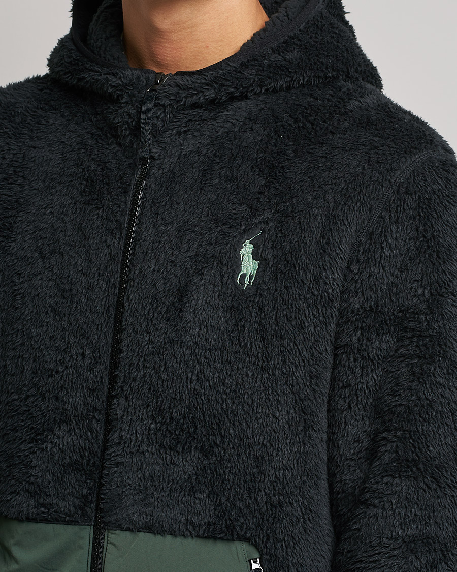 Polo Ralph Lauren Curly Sherpa Full Zip Hoodie Black at CareOfCarl.com
