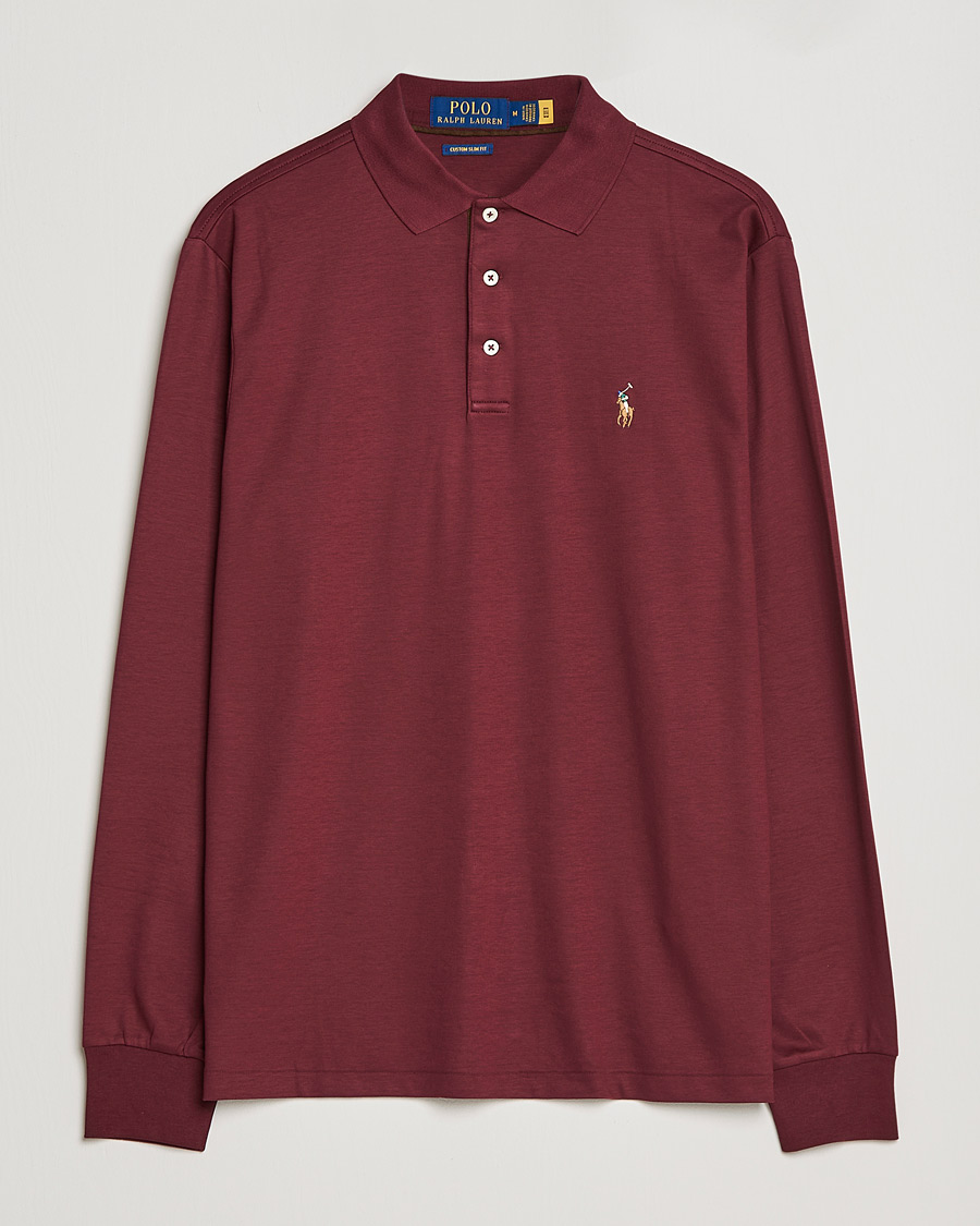 Men | Sweaters & Knitwear | Polo Ralph Lauren | Luxury Pima Cotton Long Sleeve Polo Classic Wine