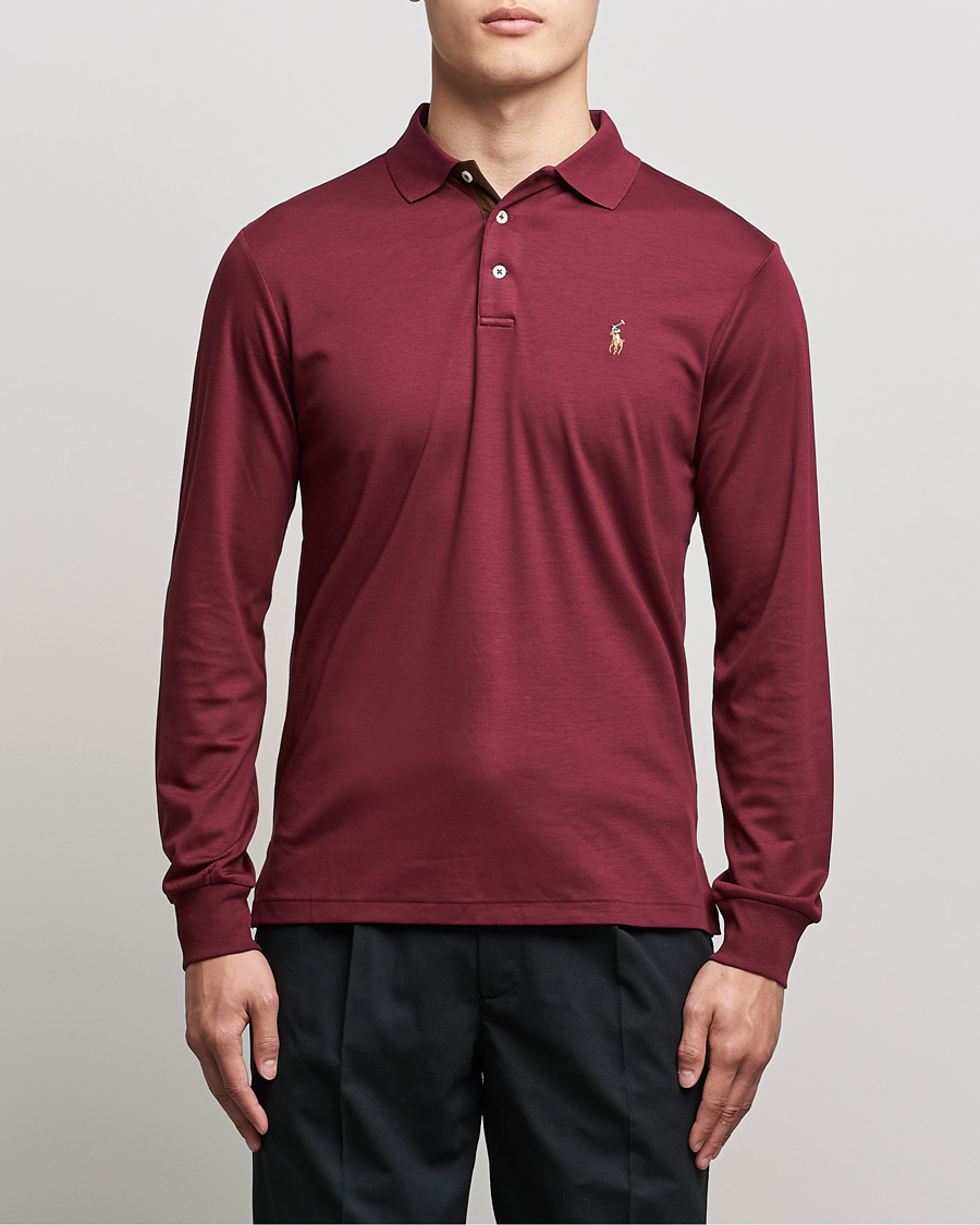 Men | Sweaters & Knitwear | Polo Ralph Lauren | Luxury Pima Cotton Long Sleeve Polo Classic Wine