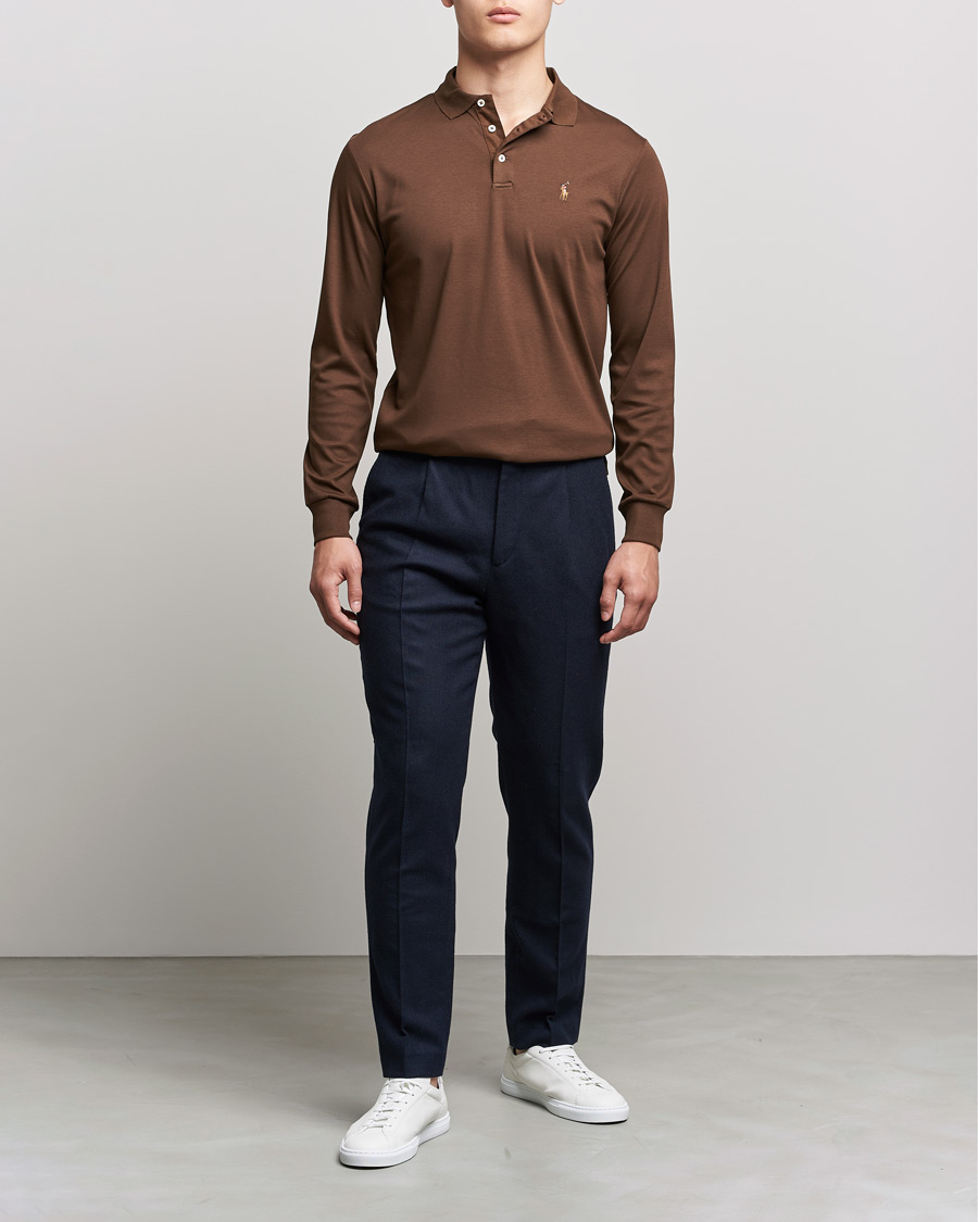 Men | Sweaters & Knitwear | Polo Ralph Lauren | Luxury Pima Cotton Long Sleeve Polo American Brown