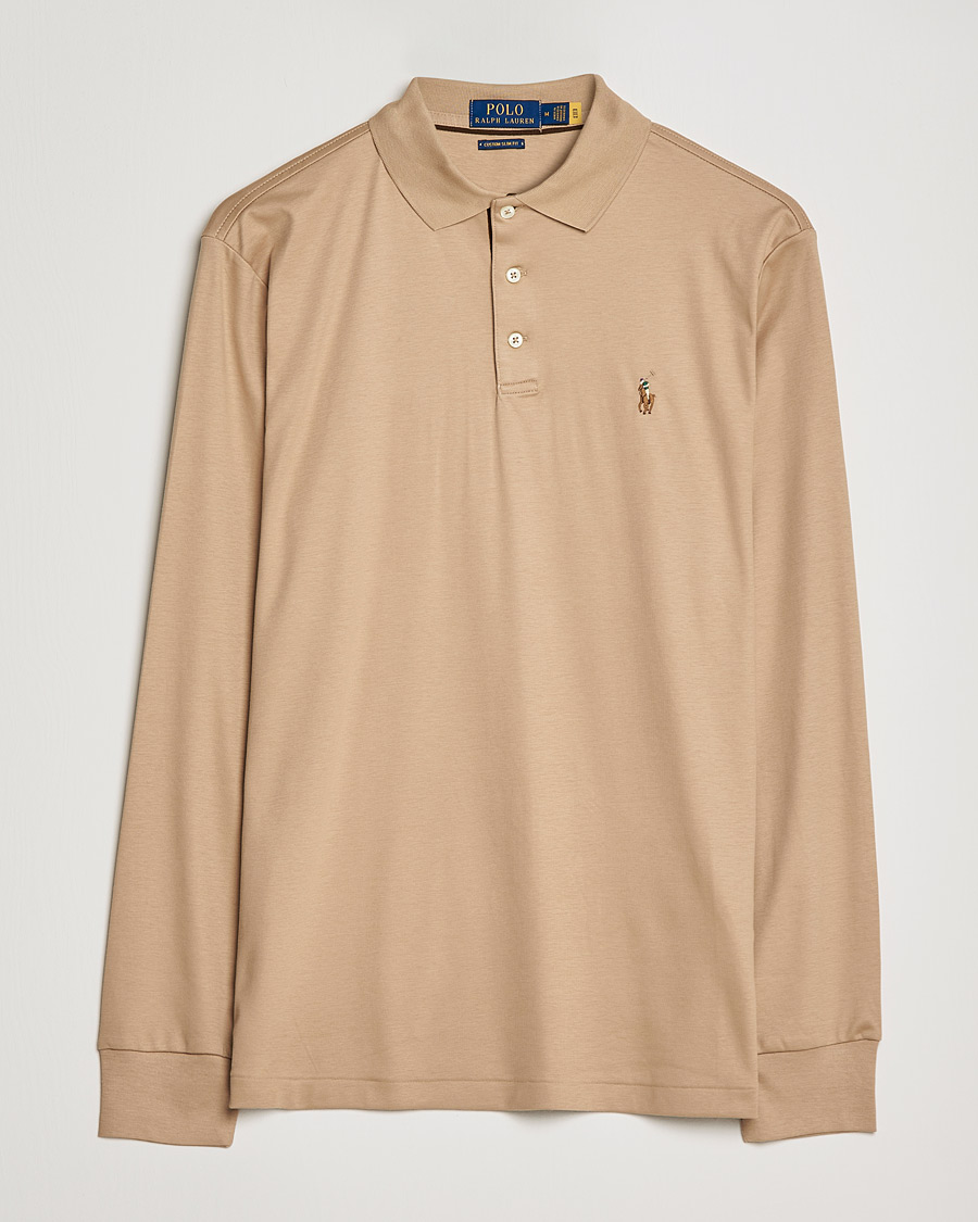 Men | Sweaters & Knitwear | Polo Ralph Lauren | Luxury Pima Cotton Long Sleeve Polo Vintage Khaki