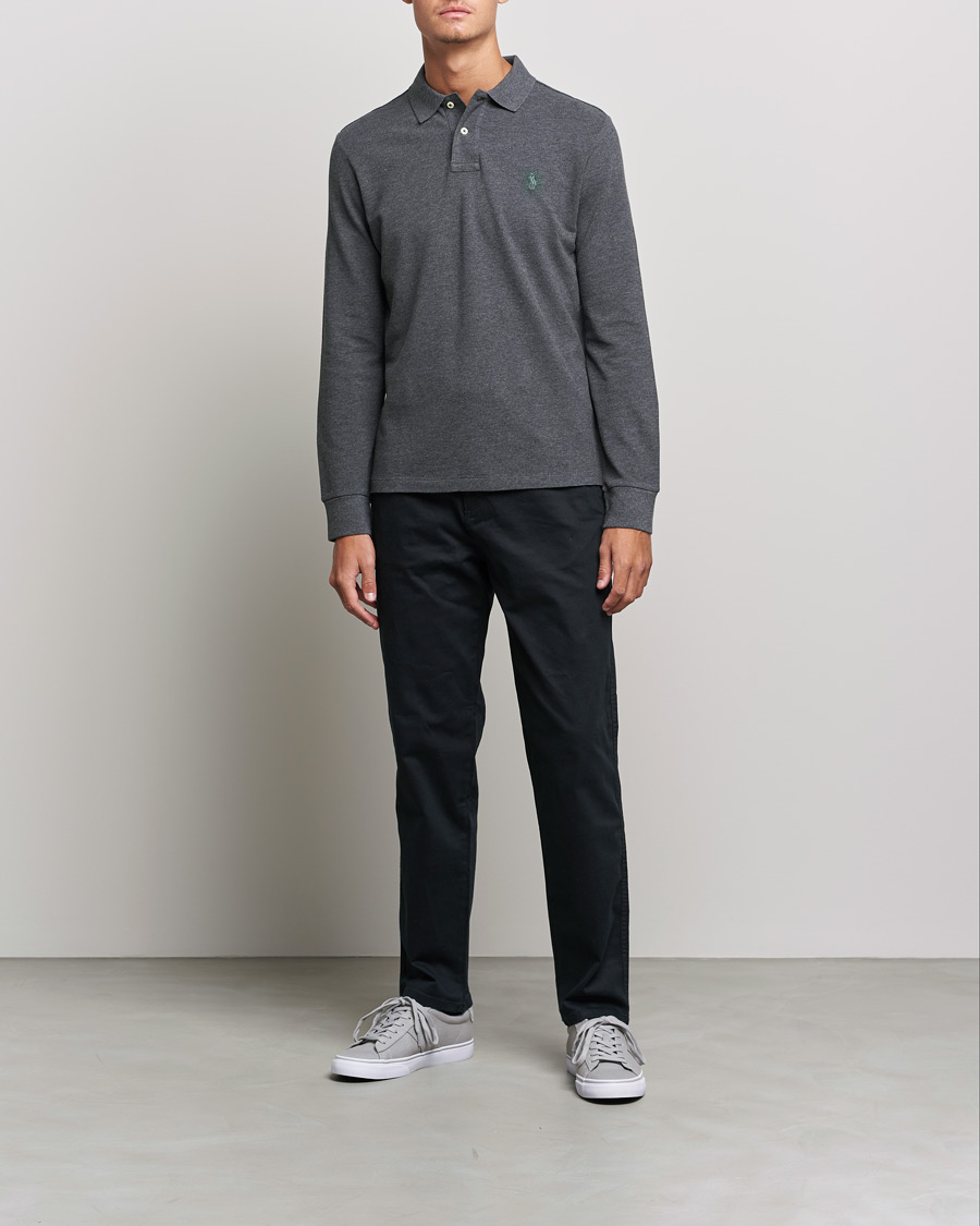 Men | Long Sleeve Polo Shirts | Polo Ralph Lauren | Custom Slim Fit Long Sleeve Polo Barclay Heathe