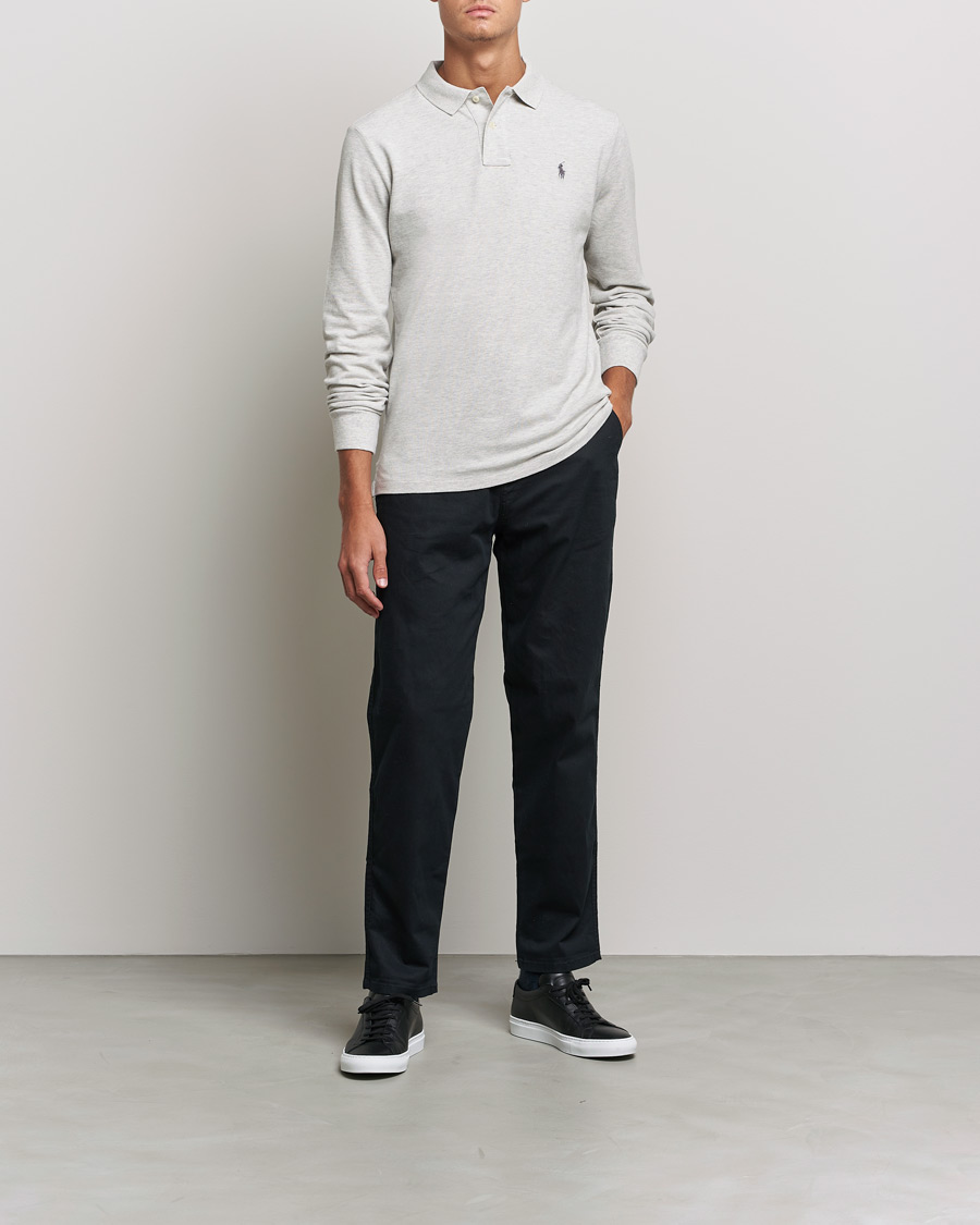 Men | Long Sleeve Polo Shirts | Polo Ralph Lauren | Custom Slim Fit Long Sleeve Polo Light Sport Heather