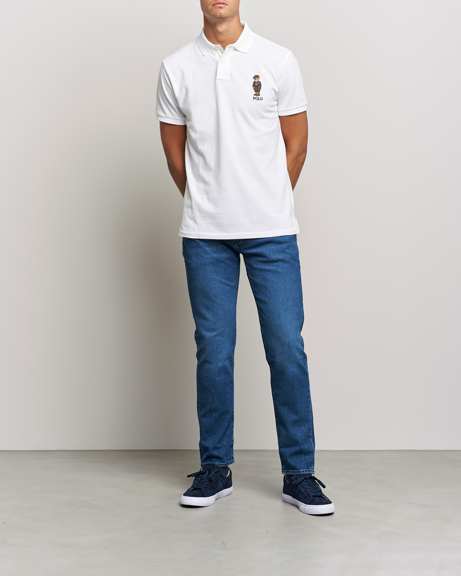 Men | Polo Shirts | Polo Ralph Lauren | Custom Slim Fit Denim Bear Polo White
