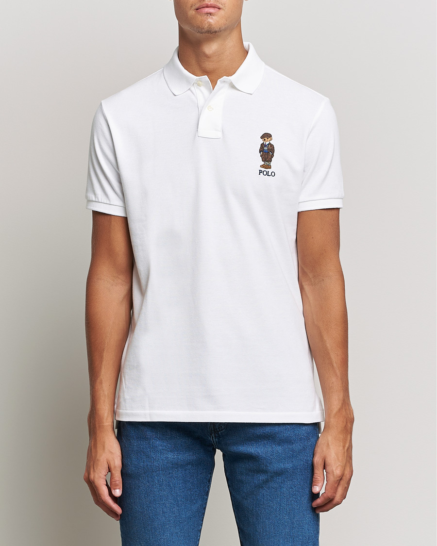 Men | Polo Shirts | Polo Ralph Lauren | Custom Slim Fit Denim Bear Polo White