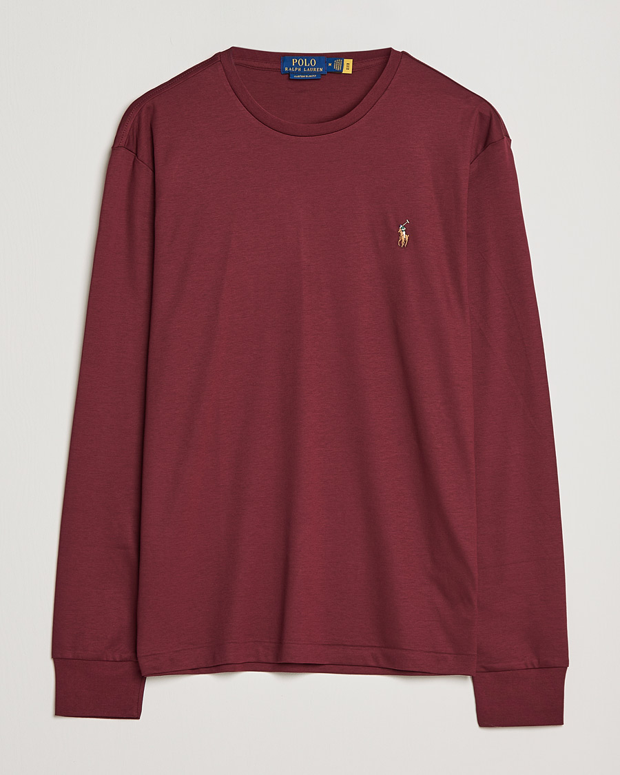 Men | T-Shirts | Polo Ralph Lauren | Luxury Pima Cotton Long Sleeve Tee Classic Wine