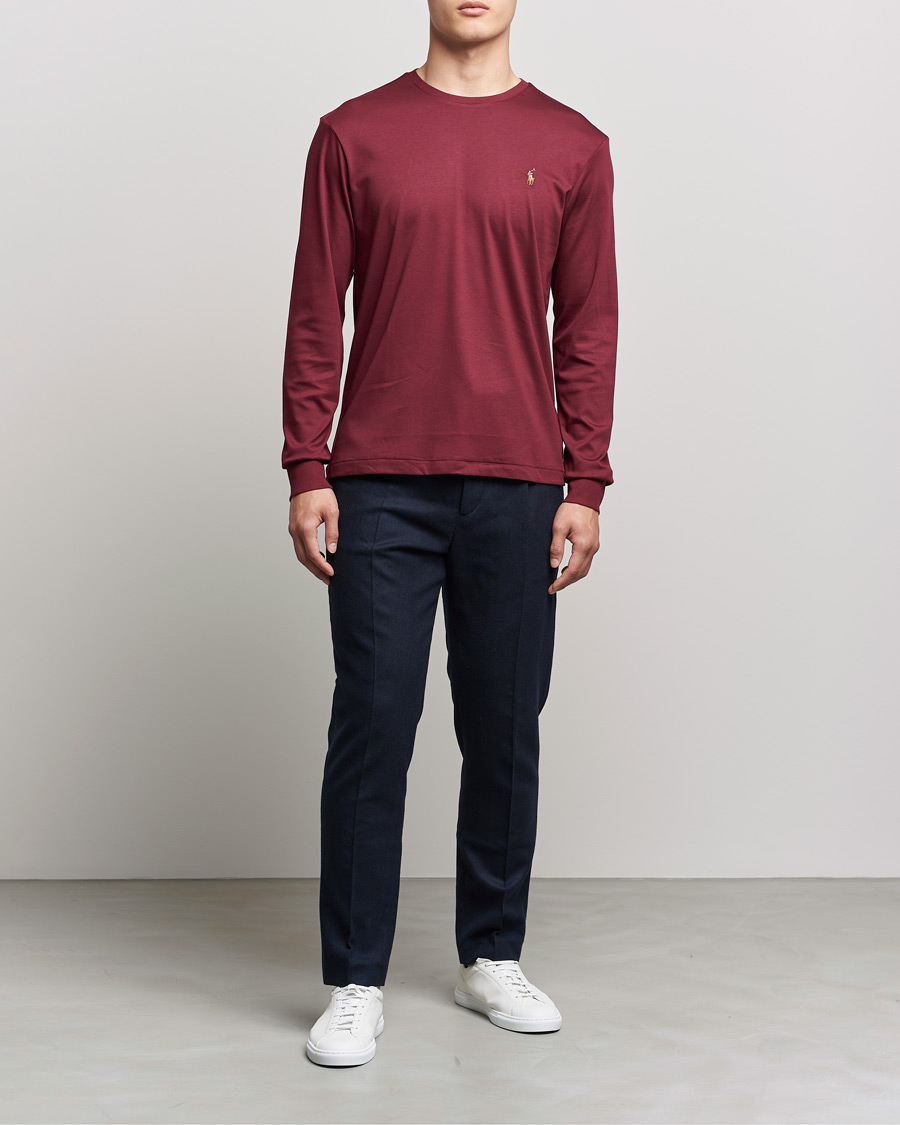 Men | T-Shirts | Polo Ralph Lauren | Luxury Pima Cotton Long Sleeve Tee Classic Wine