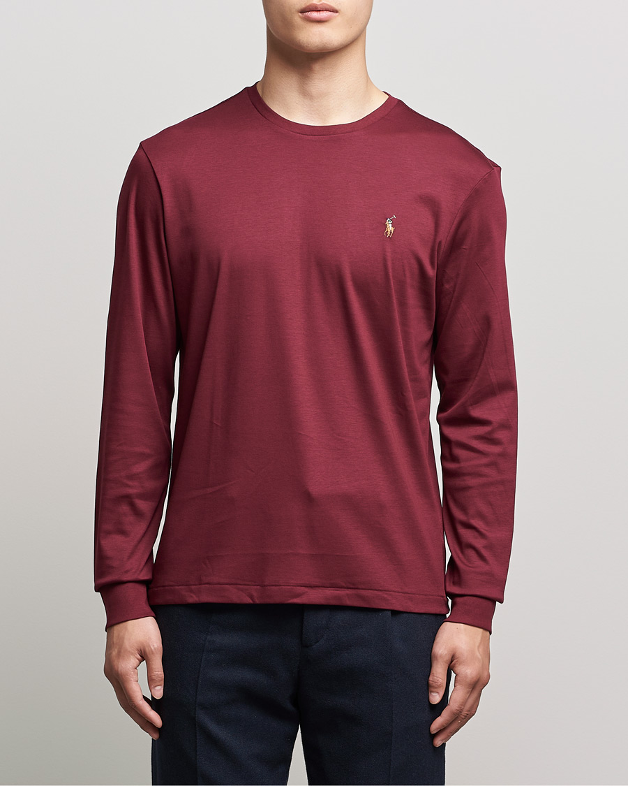 Men | T-Shirts | Polo Ralph Lauren | Luxury Pima Cotton Long Sleeve Tee Classic Wine