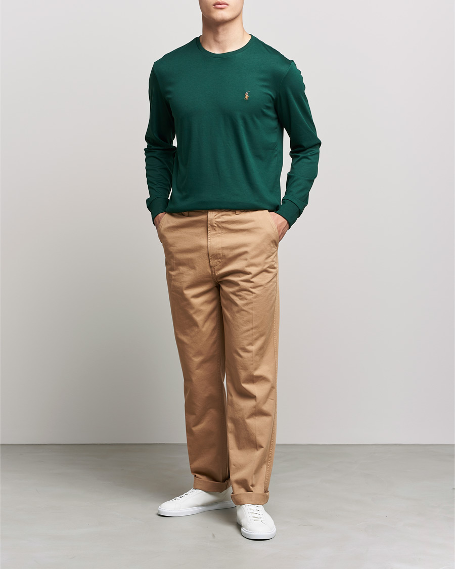 Men | T-Shirts | Polo Ralph Lauren | Luxury Pima Cotton Long Sleeve Tee College Green