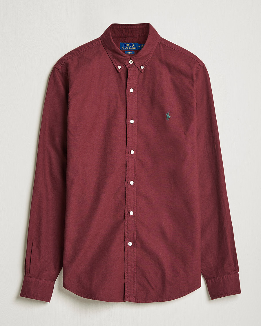 Men | Shirts | Polo Ralph Lauren | Slim Fit Garment Dyed Oxford Rich Ruby