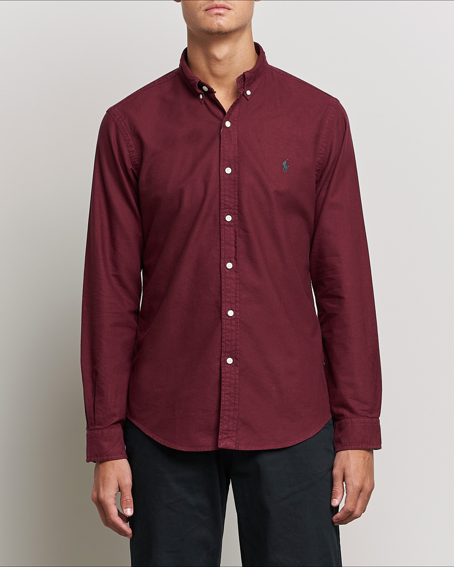 Men | Shirts | Polo Ralph Lauren | Slim Fit Garment Dyed Oxford Rich Ruby
