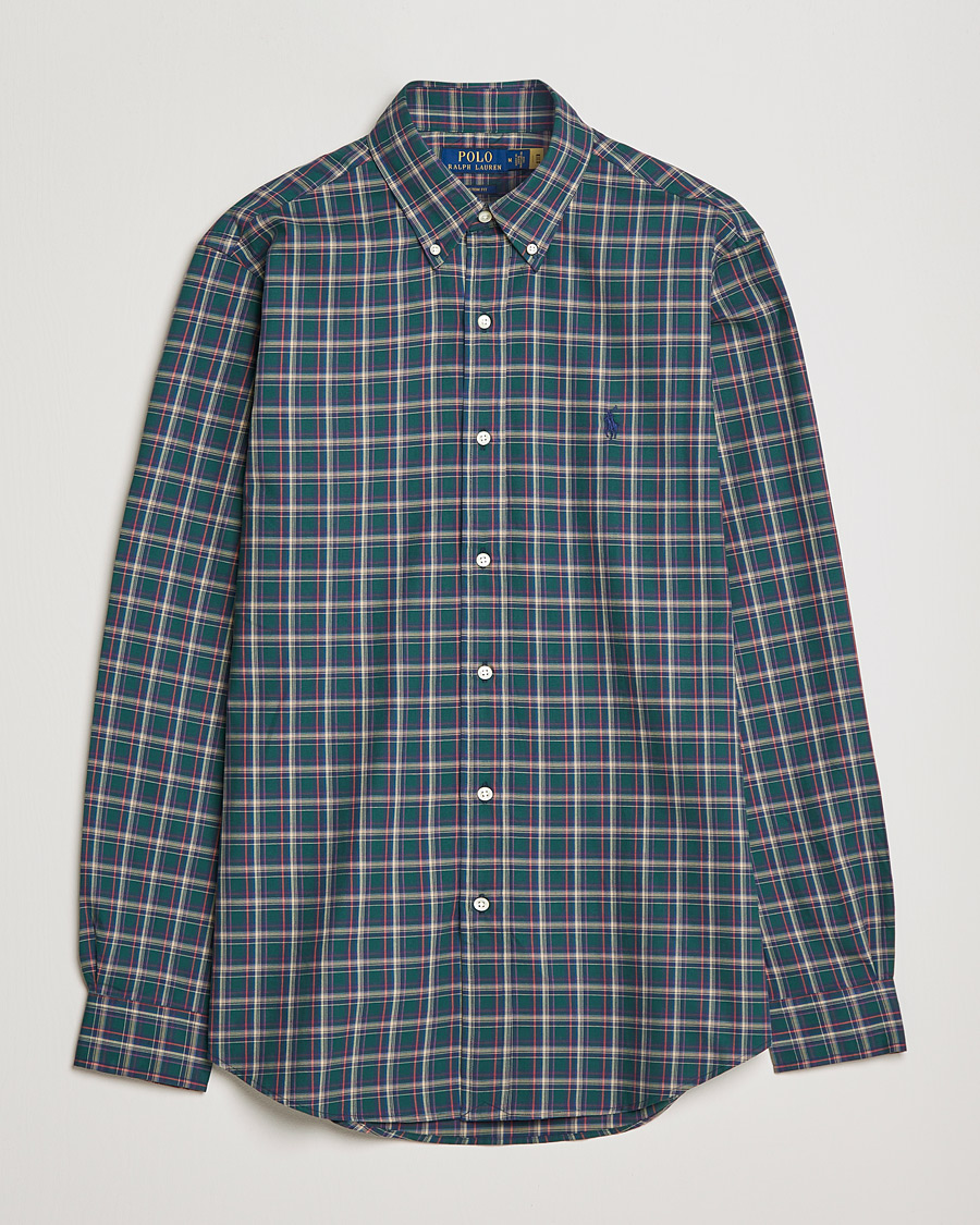 Men | Shirts | Polo Ralph Lauren | Custom Fit Twill Checked Shirt Green/Cream