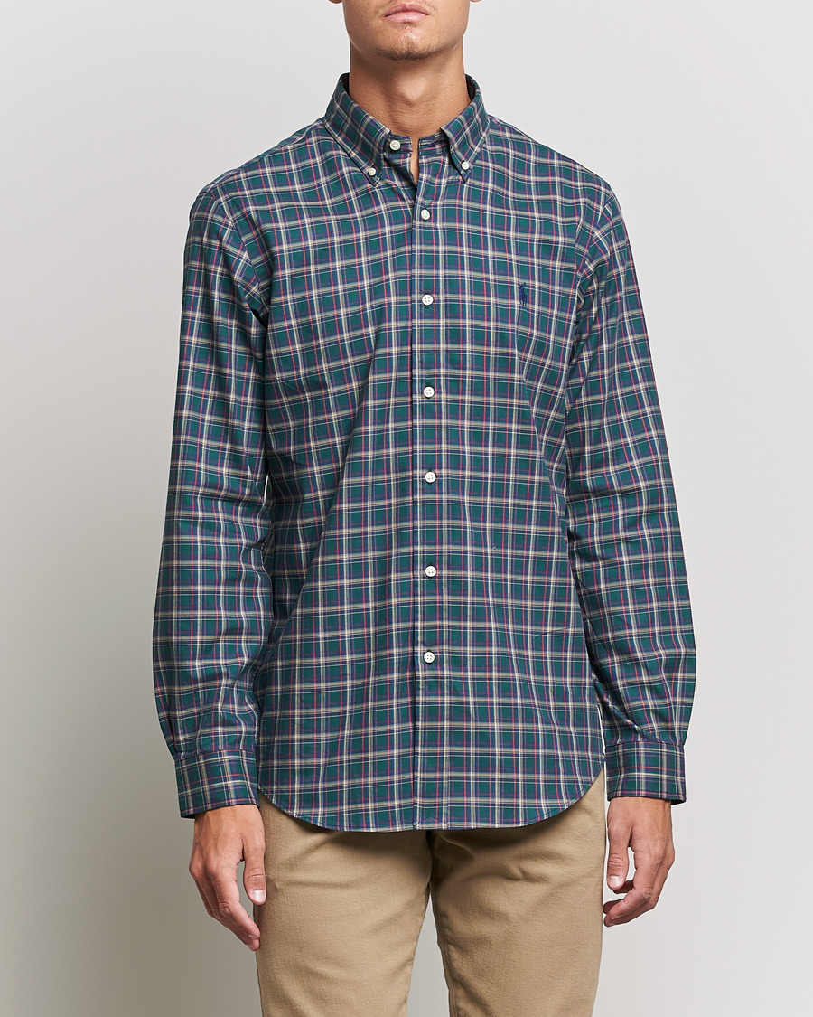 Men |  | Polo Ralph Lauren | Custom Fit Twill Checked Shirt Green/Cream