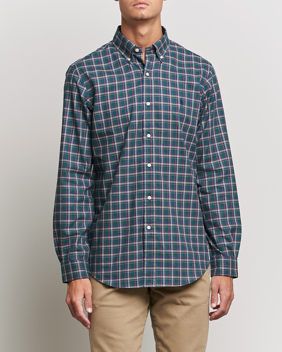 Men | Shirts | Polo Ralph Lauren | Custom Fit Twill Checked Shirt Green/Cream