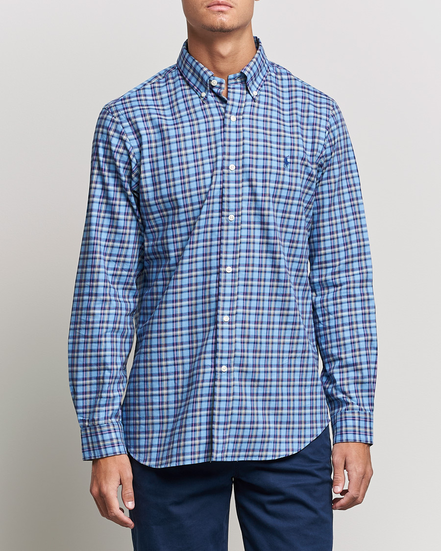 Men |  | Polo Ralph Lauren | Custom Fit Twill Checked Shirt Blue
