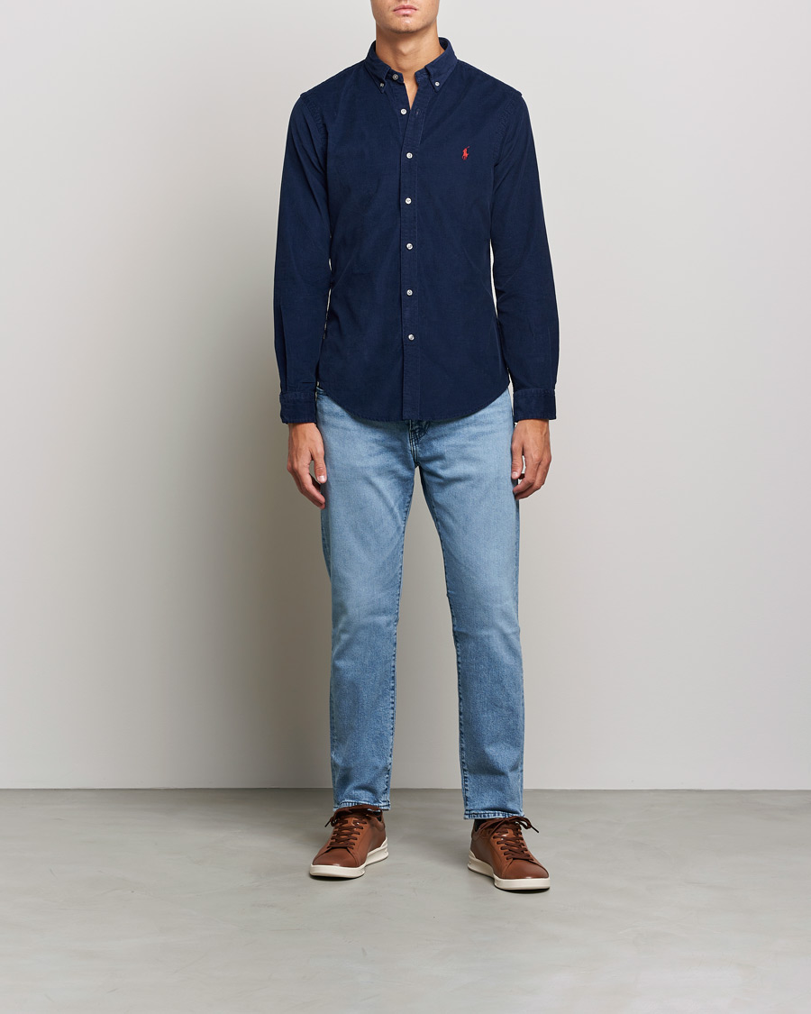 Men | Shirts | Polo Ralph Lauren | Slim Fit Corduroy Shirt Newport Navy