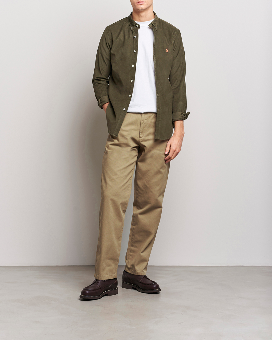 Men | Shirts | Polo Ralph Lauren | Slim Fit Corduroy Shirt Canopy Olive