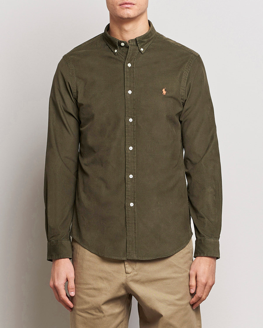 Men | Shirts | Polo Ralph Lauren | Slim Fit Corduroy Shirt Canopy Olive