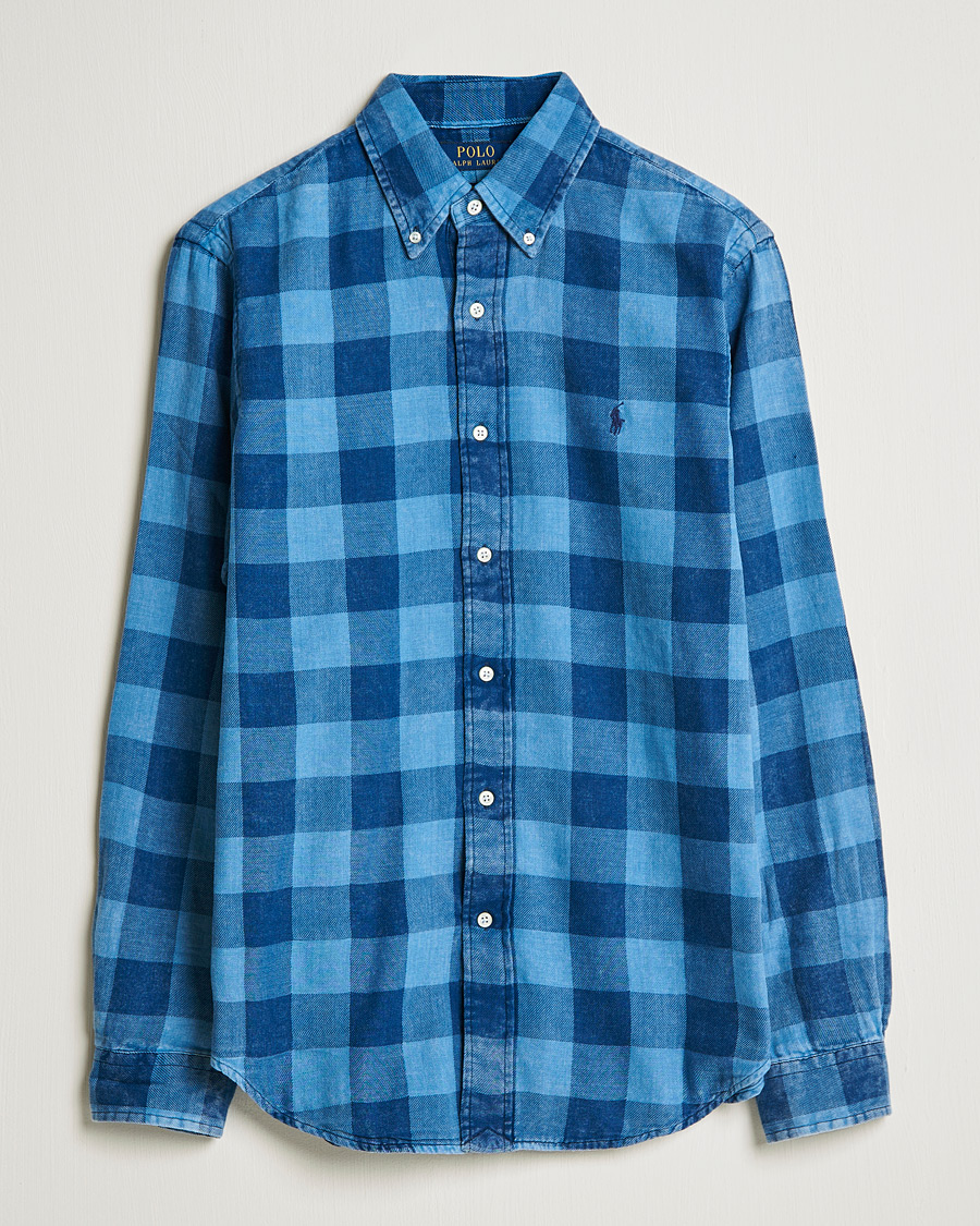 Men | Shirts | Polo Ralph Lauren | Custom Fit Double Faced Checked Shirt Blue/Black