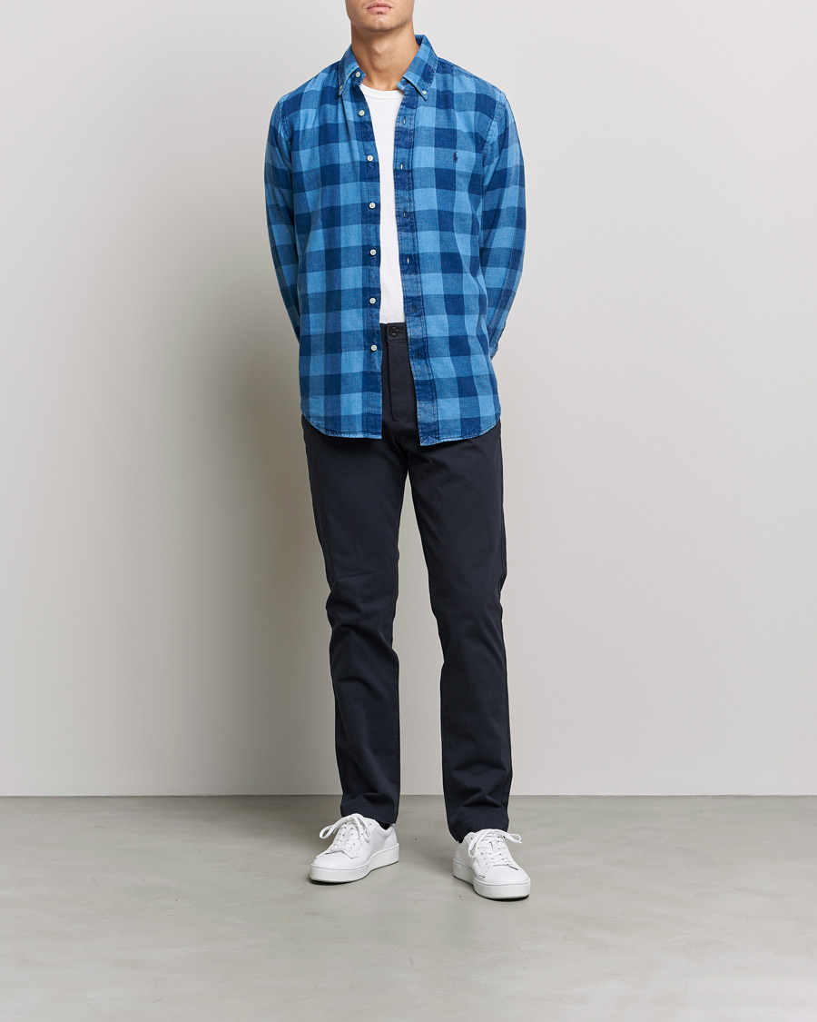 Men |  | Polo Ralph Lauren | Custom Fit Double Faced Checked Shirt Blue/Black