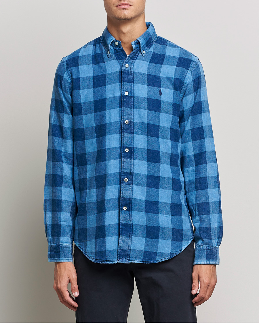 Men | Shirts | Polo Ralph Lauren | Custom Fit Double Faced Checked Shirt Blue/Black