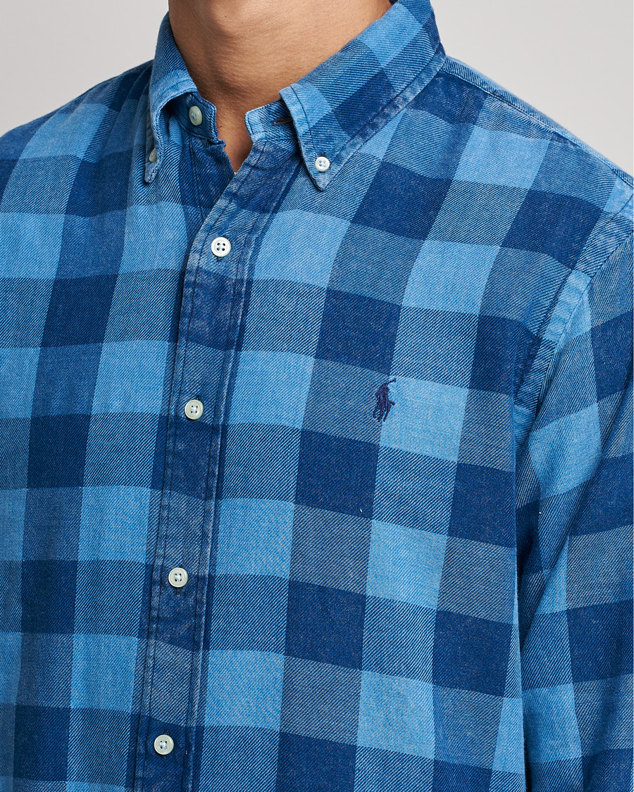 Men | Shirts | Polo Ralph Lauren | Custom Fit Double Faced Checked Shirt Blue/Black