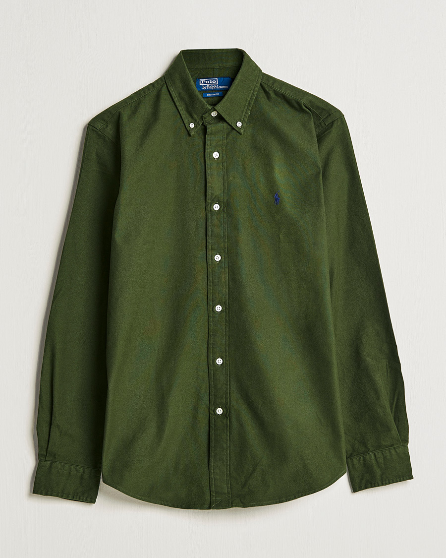 Men |  | Polo Ralph Lauren | Custom Fit Brushed Flannel Shirt Army Olive