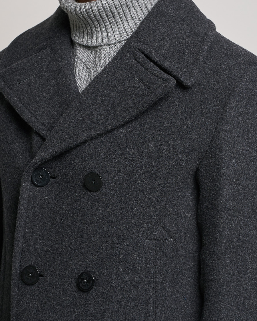 Men | Coats & Jackets | Polo Ralph Lauren | Wool Melton Peacoat Navy Charcoal